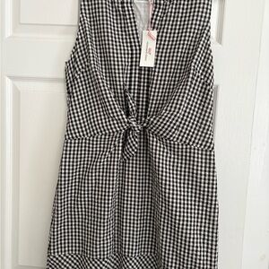 NWT Vineyard Vines Black Gingham Seersucker Dress with Tie-Front, size 12